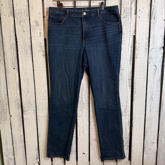 Lee Relaxed Fit Straight Leg Blue Jeans Womens Size 16 High Rise Instantly Slims - Picture 1 of 9